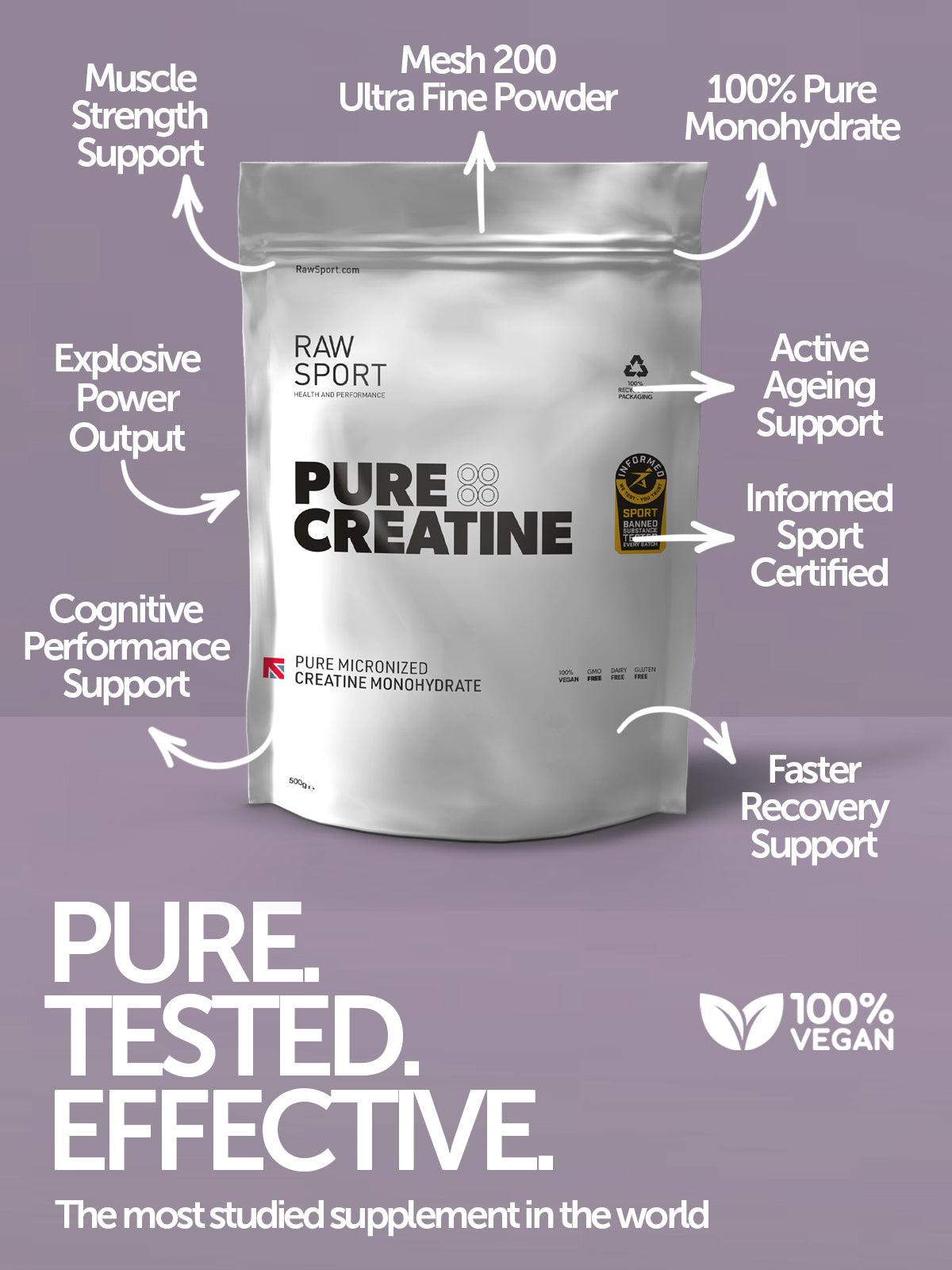 Vegan Creatine Monohydrate 250g Pure