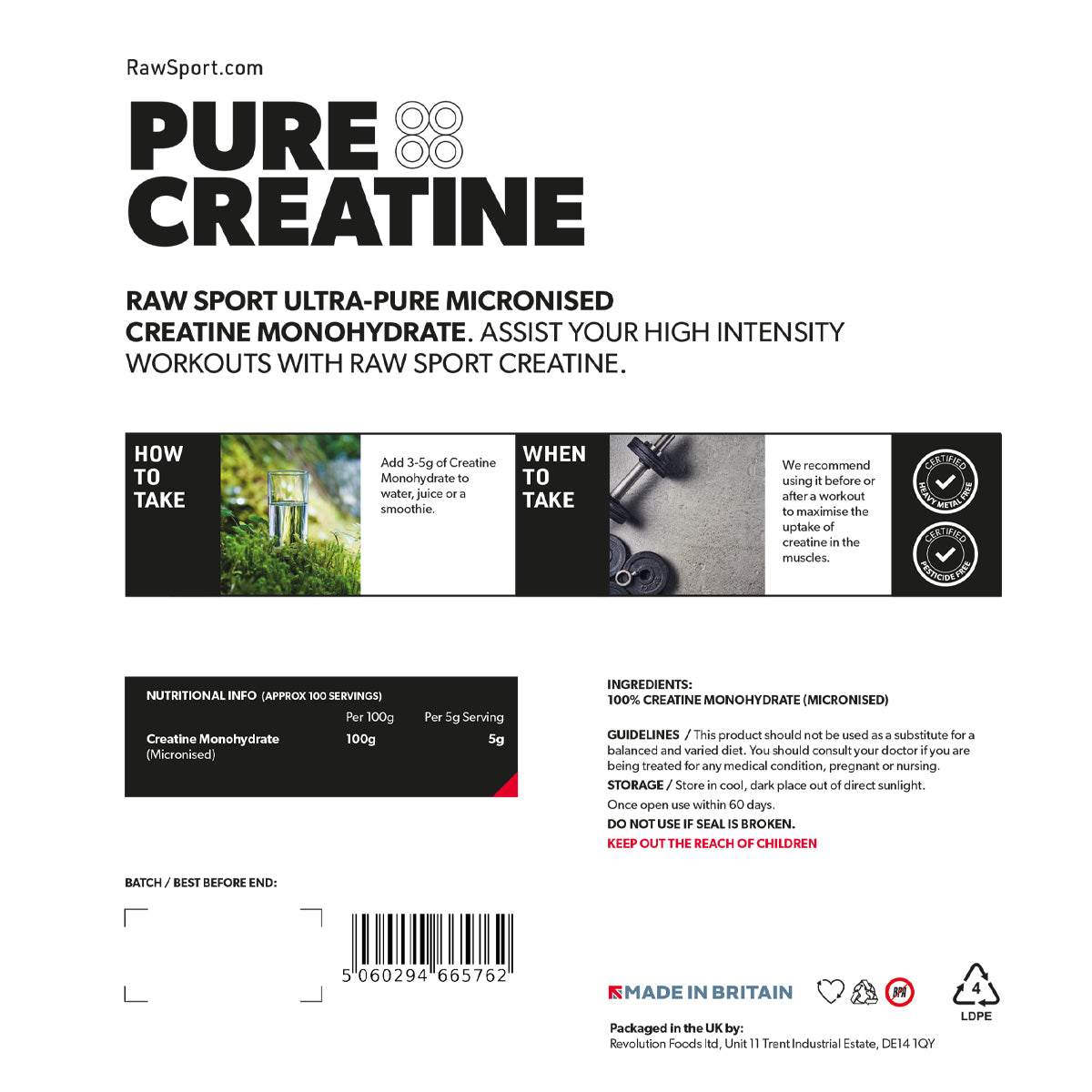 Vegan Creatine Monohydrate 250g Pure